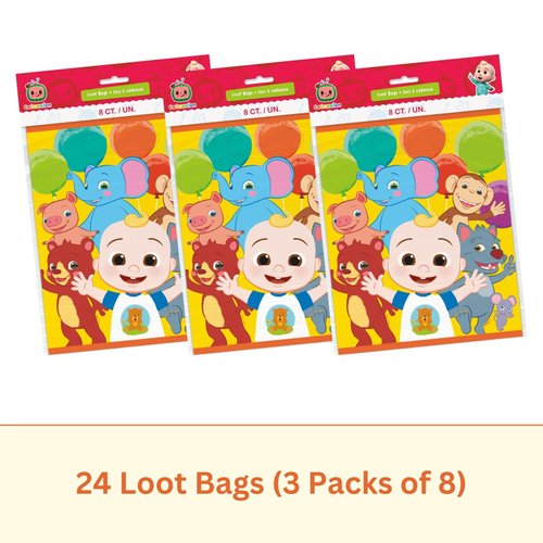 Unique Cocomelon Goodie Bags Set - 24 Cocomelon Plastic Party Favor Bags, Checklist - Cocomelon Birthday Party Decorations and Supplies, Officially Licensed