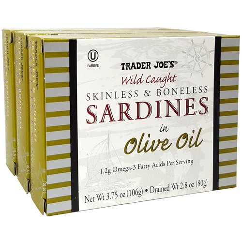Skinless & Boneless Sardines in Olive Oil, (3 Pack), 3.75 oz Tin - Trader Joe's