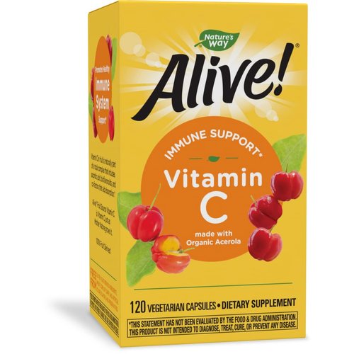 Nature's Way Alive! Vitamin C Supplement with Organic Acerola, Immune Support*, 120 Capsules