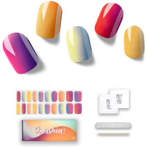 Osesshia Semi Cured Gel Nail Strips, 20 pcs Nail Wraps, Glaze Gel Nail Stickers, Salon Quality French Manicure, Full Decal Gel Polish Strips, Long Lasting SCG, Easy on, UV Required (Nightfall at Sea)