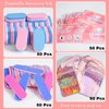 50 Set Disposable Nail Supplies Kits,Professional Manicure Press On Nail Tool Kit With Nail File ,Nail Buffer,Adhesive Tabs,Nail Glue,Sticks, Prep Pads,Bags,Cards for Nail Business(Mixed Color)