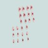 24 Pcs Stiletto Press on Nails Medium Almond Fake Nails with Glue Nude Full Cover False Nails with Pearl Strawberry Pattern Designs Glossy Stick Acrylic False Nail Kit Cute Glue on Nails for Women