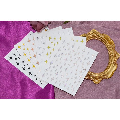 Stars Nail Art Stickers Decals 6Sheets Nail Art Supplies 3D Self-Adhesive Nail Art Decoration Stars Holographic Laser Design Nail Art Accessories Women and Girls DIY Acrylic Nail Art