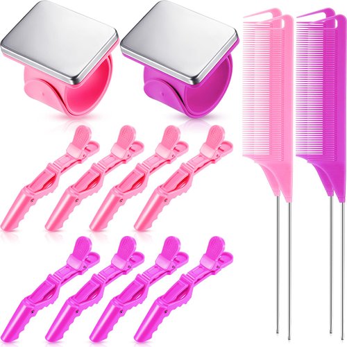 14 Pcs Hair Braiding Tool 2 Pieces Magnetic Pin Wristbandand 4 Pcs Braiding Comb for Parting with...