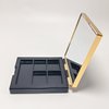 Black 5 Grids Empty Eyeshadow Palette with Gold Frame Mirror Lipstick Box Powder Blush Makeup Case Highlighters Container DIY Refillable Eye Shadow Pans