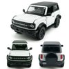 2-Door Bronco Badlands Model Car 1/36 Scale Diecast Toy Cars Metal Alloy Children’s Vehicles, Pull Back Doors Open, Black Rim, Mens Collection, Kids Toys for Boys Gifts, Cake Topper Home Décor, White