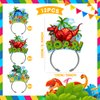 12 Pieces Happy Birthday Headbands, Dinosaur Party Hats, Dinosaur Hats for Kids, Dinosaur Party Favors, 3 Patterns