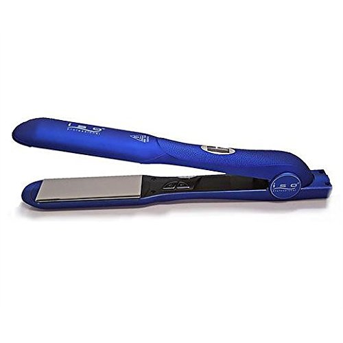 Iso Beauty Gold Collection Metallic Blue 1.25" OR 1.5" Flat Iron Hair Straightener W/Auto Shut Off - Smart Memory - Temp Control - 1.5" Plates (1 1/2"))