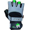Meister Wrist Wrap Weight Lifting Gloves w/Gel Padding - Gray/Neon Green - Medium