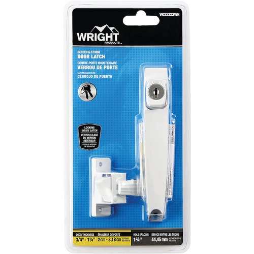 Wright Products - Tie Down Keyed Push Button Door Latch for Screen and Storm Doors, White