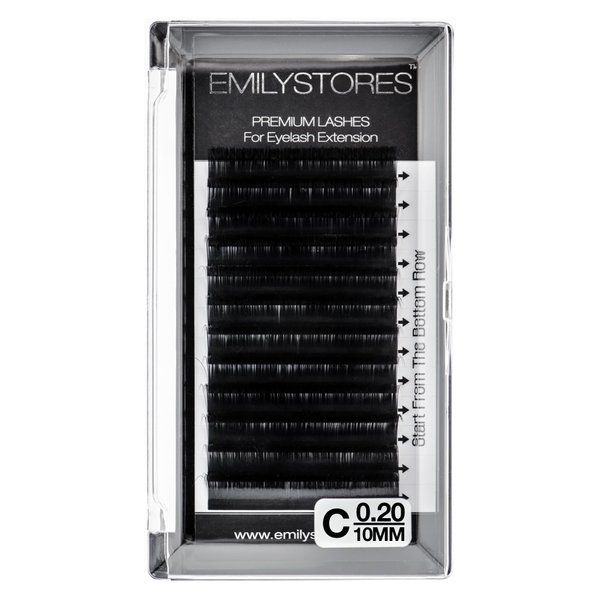 EMILYSTORES Eyelash Extensions 0.20mm Thickness C Curl 10mm Length Natural Looking Individual Volume Eyelashes For Lash Extensions(0.20,C,10mm)