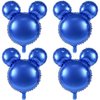 MIKIMIQI 4 Pcs Mouse Head Foil Balloons, 24'' Mouse Mylar Balloon for Birthday Party Decorations Jumbo Mouse Head Aluminum Foil Balloons Party Favors Supplies (Dark Blue)