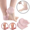 Gel Heel Protectors, Breathable Hole Design Heel Cups Sleeve Socks Silicone Heel Cushion, Great for Relieve Heel Pain, Heal Dry, Cracked Heel, Heel spur, Sore Heel, Plantar Fasciitis Treatment (Pink)