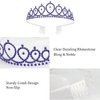 CAVETEE Sapphire Birthday Crown and Sash for Women Birthday Queen Sash & Rhinestone Tiara Set Birthday Tiaras and Sashes for Women Birthday Decorations Birthday Queen Crowns Tiaras for Women