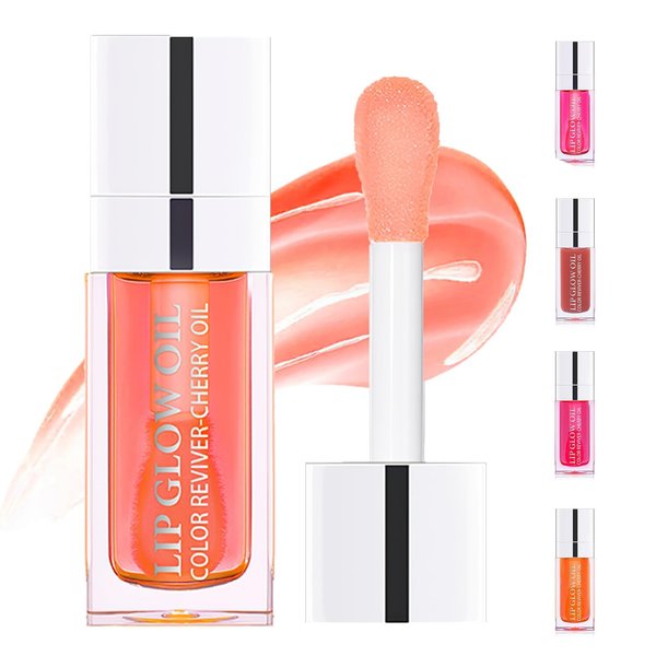 REWLKP Hydrating Lip Glow Oil, Plumping Lip Gloss, No-Sticky Transparent Moisturizing Lip Balm, Natural Lip Plumper Gloss Make Lips Fuller