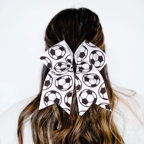 Soccer Bow Girls Sport Football Hair Bow Cheer Bow Hair Tie Ponytail Holder TSFQ01 (2 Hair Bows)