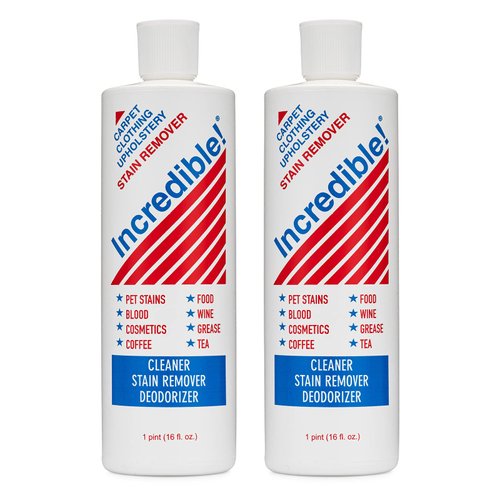 Incredible! Stain Remover - Stain Remover for Clothes, Laundry, Carpets, Mattress & Upholstery, Removes Pet Stains, Urine, Odors, Red Wine, Grease, Ink & Coffee Stains Fast! 16.oz (Pack of 2)