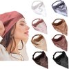 DINPREY Elastic Hair Scarf Headbands Silk Hair Bandanas Scarf Solid Head Kerchief Headbands with Clips for Women (8 Colors Set)