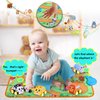 New Pull Back Vehicle & Music Mat Set, Soft Baby Toy Set with 4 Cute Animal Cars and Touch Play Blanket, New Interactive Mode, Folding and Storage 2-in-1, First Birthday Gifts for Toddler Toys 1-3