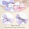 AOREAS 3Pcs Hair Bows for Women Soft Silky Stain Bow Hair Clips with Long Tail,Apricot Black Bow Alligator Hair Ribbon Accessories Party Wedding Prom Daily Wearing (Pink+Purple+White)