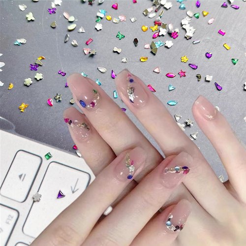 LBPEPAMZ 2000PCS Colorful Rhinestones Nail Art Charms Multi Shape Crystal Flat Back Nail Gems 3D Mini Heart Star Flower Nail Diamonds Kawaii Nail Crafts Acrylic Nail Rhinestone Diamonds for Women Nail