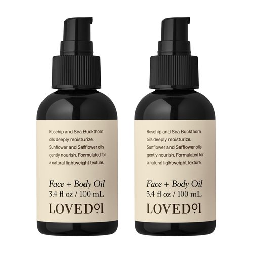 Loved01 Face & Body Oil, John Legend Skincare, Daily Deep Hydration, Lightweight & Non-Greasy Formula, Non-Synthetic Fragrance Floral Scent, 2-Pack (3.4 oz each)