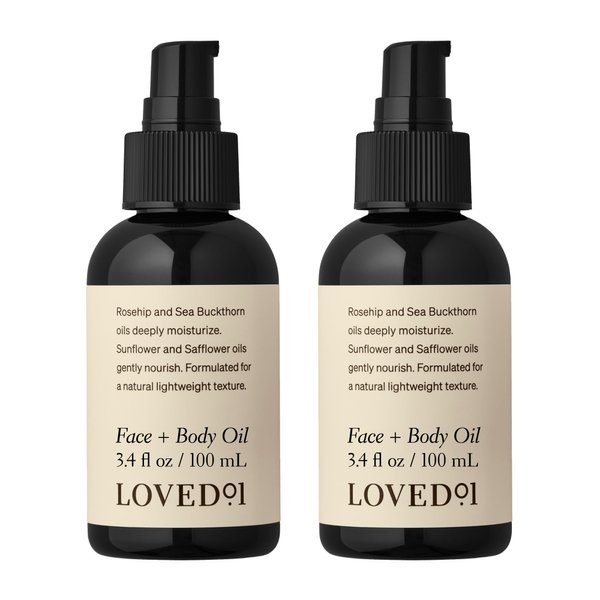 Loved01 Face & Body Oil, John Legend Skincare, Daily Deep Hydration, Lightweight & Non-Greasy Formula, Non-Synthetic Fragrance Floral Scent, 2-Pack (3.4 oz each)