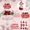 167Pcs Happy Birthday Decorations for Women Girls Burgundy Balloon Arch Kit with Maroon Rose Gold Balloons Backdrop Tablecloth Cupcake Toppers Butterfly Sticker Floral Burgundy Birthday Party Supplies