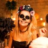 Beavorty 1Pcs Day of the Dead Flower Crown Halloween Skull Headband Mexican Floral Headpiece Floral Crown Rose Headband for Women and Girls
