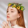 Haomye Light Up Flower Headband Crown for Women Daisy Flower Wreath Headbands Sunflower Hair Accessories Bridal Costume Photo Props (Sunflower)