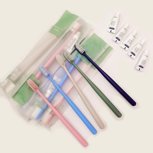 Generic Multi Color Hard Handle Manual Toothbrush and 3g Mini Size Paste Dental Kits for Family (Mixed Color, 10 Sets)