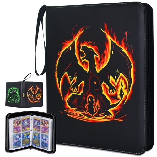 LIMSTDIC Card Binder with Sleeves, 4 Pockets Up to 400 Cards Binder Compatible with TCG Trading Cards, MTG Cards, Portable Waterproof Card Storage Bag with Sleeves for Game Cards Collection