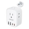 European Travel Plug Adapter, LENCENT International Type-C Foldable Power Plug with 4 Outlets, USB C Charger Adaptor, US to Most of Europe EU Iceland Spain Italy France Germany, Cruise Ship Approved