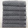 Great Bay Home 100% Cotton Grey Hand Towels | 6 Soft Bathroom Hand Towels | Highly Absorbent, Quick Dry Bath Towels | Grayson Collection (Set of 6, Diamond Dark Grey)