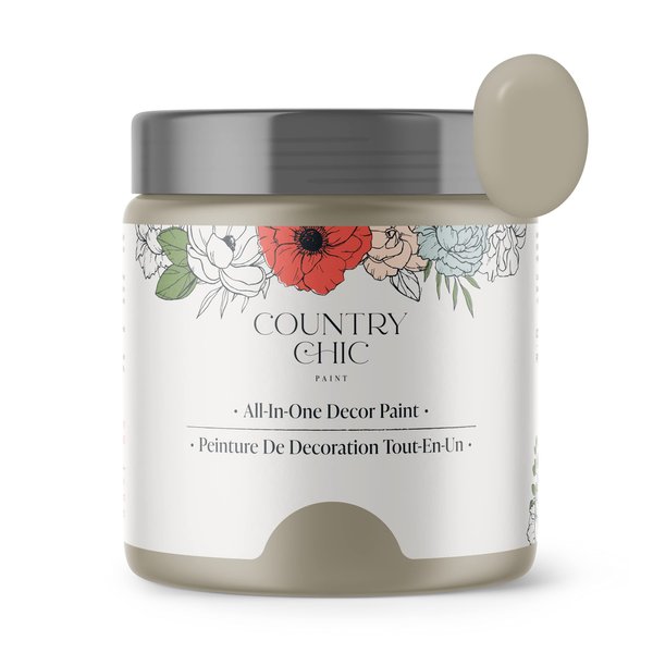 Country Chic Paint - Chalk Style All-in-One Paint for Furniture, Home Decor, Cabinets, Crafts, Eco-Friendly, Matte Paint, Soiree [Beige Taupe] Sample 4oz