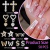 50Pcs Heart Nail Charms, Gold+Silver Butterfly Dollars Star Heart Cross 3D Alloy Nail Art Charms, Alloy Nail Gems Charms Nail Jewels Nail Rhinestones for Nail Art DIY Nail Supplies Decor
