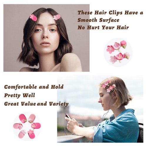 14pcs/set Flower Hair Clip, Girl Baby Hair Bows, Pink Hairlips Exquisite Hair Accessories for Infants Toddlers Teen Kids Gift (pink14pcs)