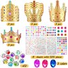 12 Pieces Foam Princess Tiaras Crown 928 Pieces Gem Stickers 12 Gem Rings Craft Making Kits Birthday Party Favors