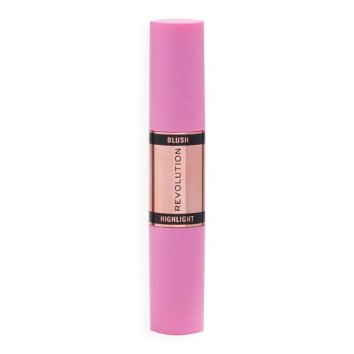 Makeup Revolution- Blush & Highlight Stick- Coral Dew | Creamy, blendable matte blush | Highlighter to lift the cheeks | Add dimension & create shadows - 4.3 g