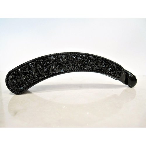 Generic Black art deco sparkly banana hair claw clip with rhinestones