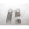 Generic Set of two small pearl and silver hair comb barrette clip bridal clip with, 7