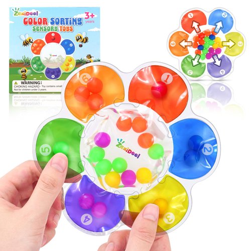 Sensory Toys Color Sorting Toys: Quiet Fidgets for Classroom Montessori Toys for Toddlers, Fine Motor Skill Games Preschool Learning Activities Calm Dwon Travel Toys for Boys Girls Gifts Ages 1-3 3-5