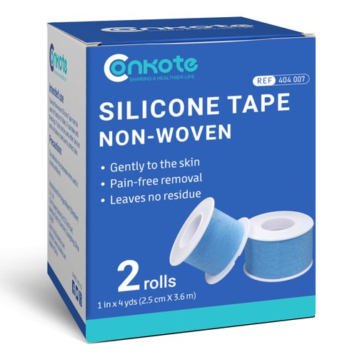 Conkote Soft Silicone Tape, Pain-Free Removal, Easy Cut Size, 1" x 4 Yards, 2 Rolls