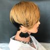 HOTKIS Short Human Hair Wigs for Black Women Short Blonde Bob Pixie Cut Wig Human Hair Short Wigs Human Hair Natural Straight Pixie Wig with Bangs Ombre Blond 1b/27# 8inch