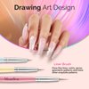 MelodySusie 2-in-1 Nail Art Brushes Set,3pcs Nail Art Design Pen Painting Tools with Flat Brush Oval Brush French Brush Liner Brushes for Home DIY Salon Use