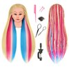 LHNHAIR 35 Inch Colorful Hair Mannequin Head Manikin Cosmetology Makeup Manican Doll Training Head with Stand for Practice Braiding Styling Updos Display