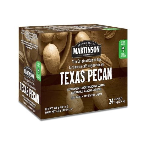 Martinson Single Serve Coffee Capsules, Texas Pecan, Compatible with Keurig K-Cup Brewers, 24 Count