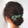 Casdre Green Rhinestone Bridal Hair Pins Silver Crystal Bride Wedding Hair Pieces Pearl Hair Accessories for Women and Girls (Pack of 3)