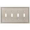 Franklin Brass W35068-SN-C Classic Beaded Quad Switch Wall Plate/Switch Plate/Cover, Satin Nickel