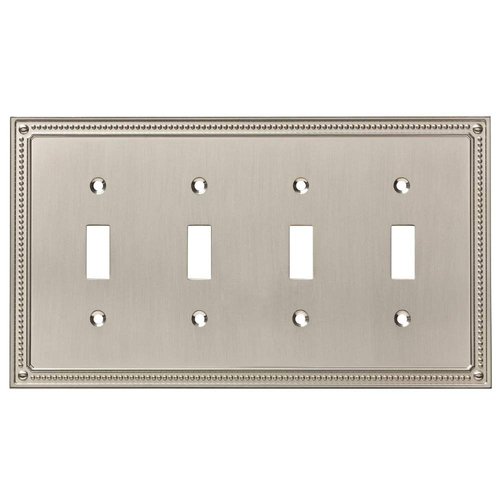 Franklin Brass W35068-SN-C Classic Beaded Quad Switch Wall Plate/Switch Plate/Cover, Satin Nickel